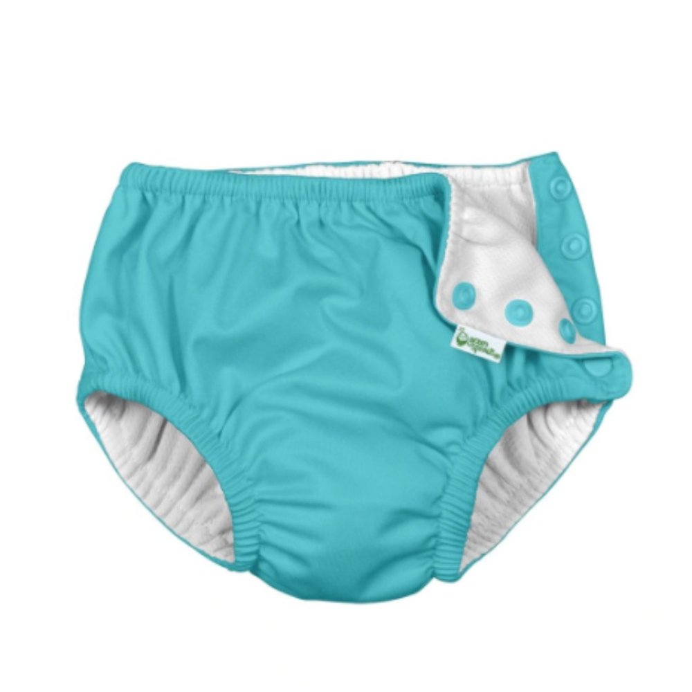 NWT Green Sprouts Snap Reusable Absorbent Swim Diaper in Aqua - Size 6 months